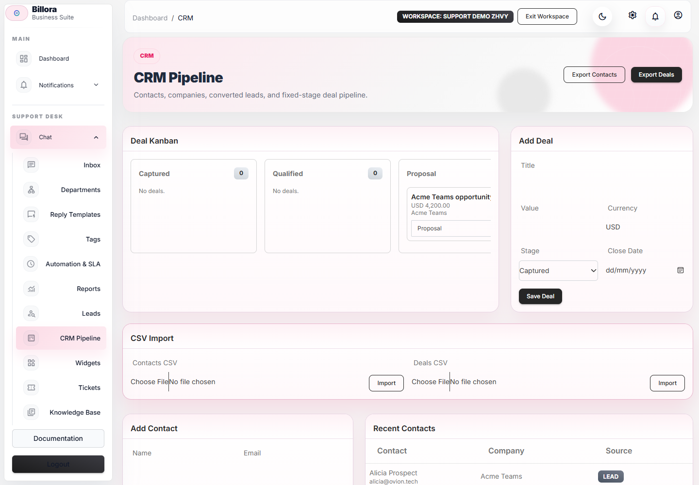 Leads and CRM screenshot