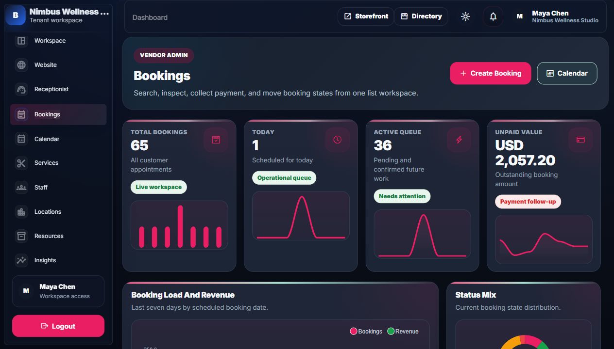 Vendor bookings index