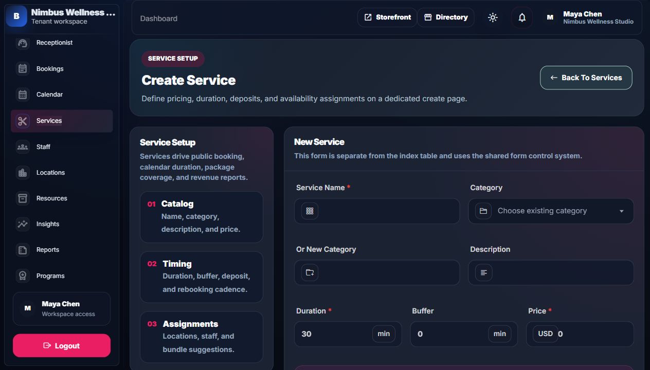 Service create form