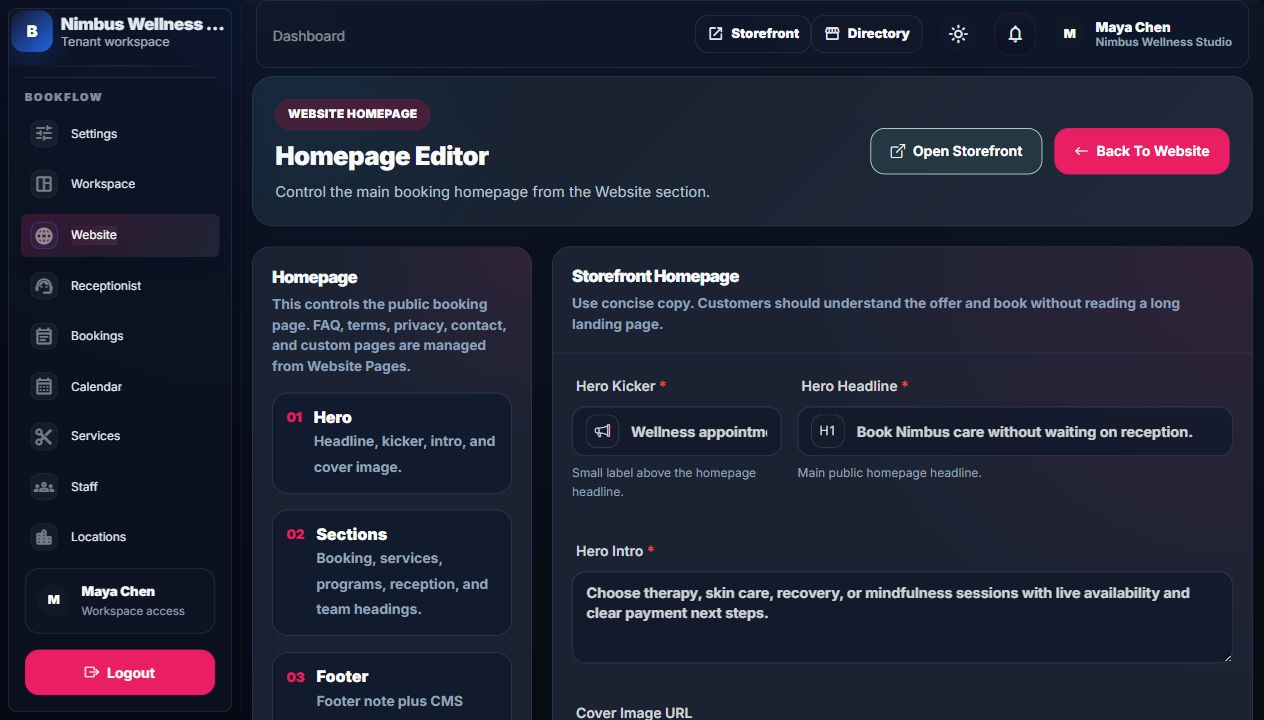 Homepage editor