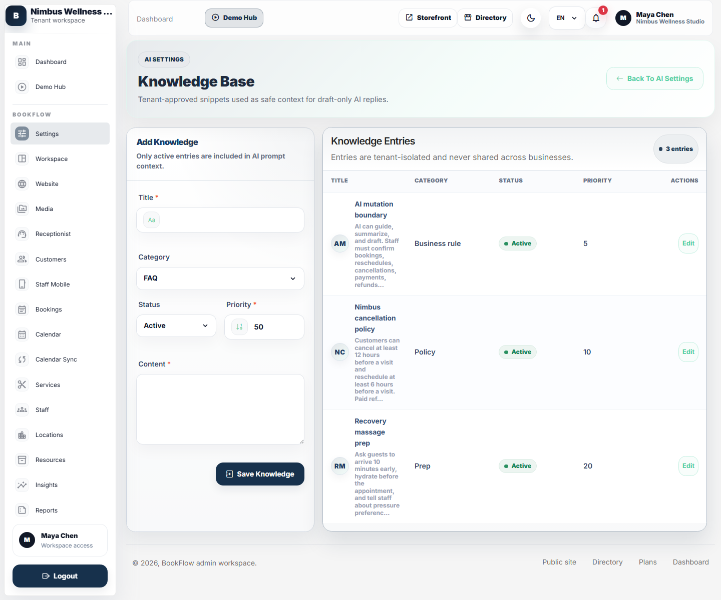 AI knowledge base