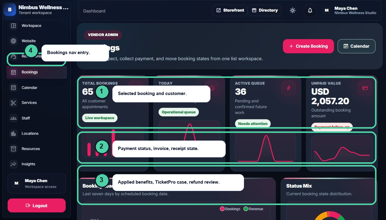 Annotated vendor booking detail review