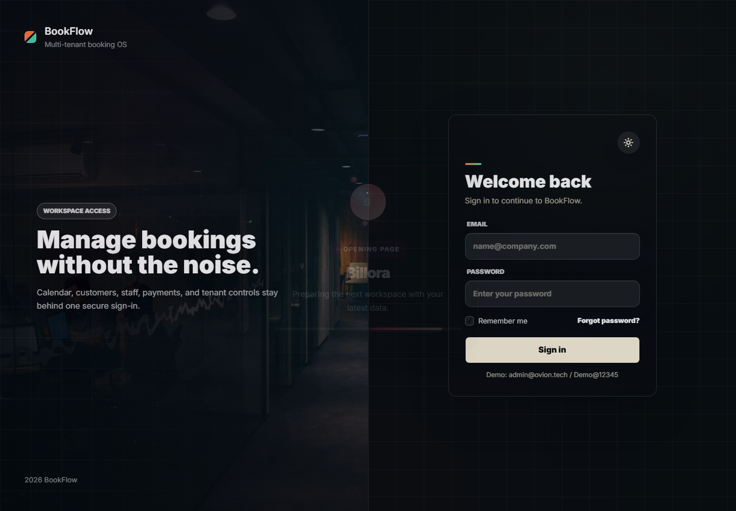 BookFlow login page