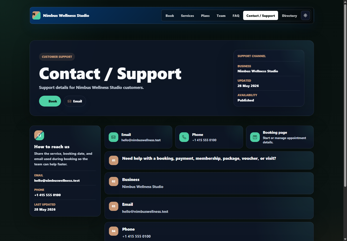 Nimbus contact page