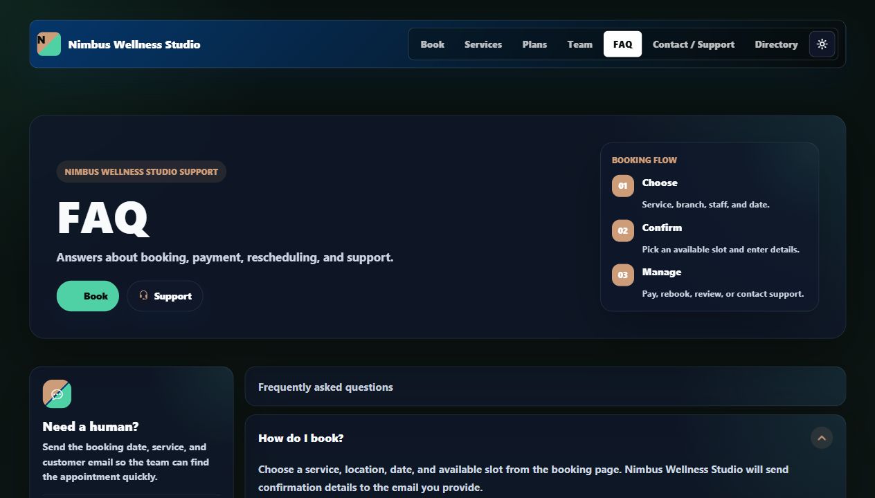 Nimbus FAQ page