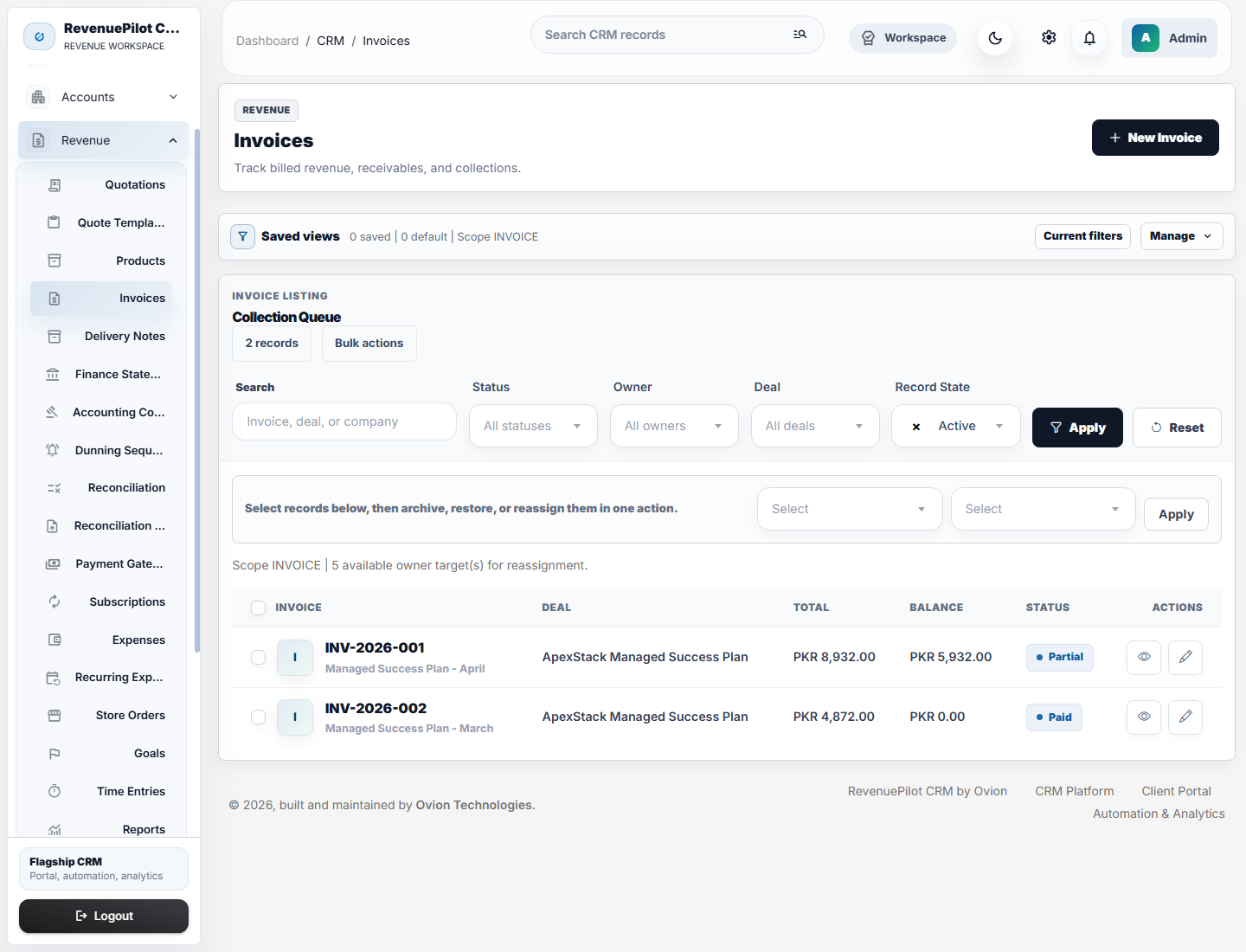 Marketplace invoices index light screenshot