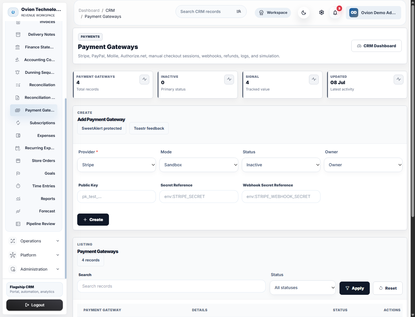 Marketplace payment gateways light screenshot