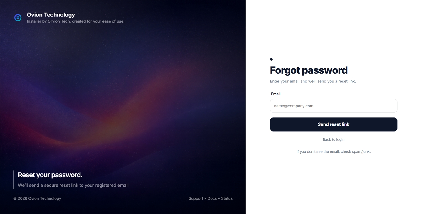 ExamNova password reset screen