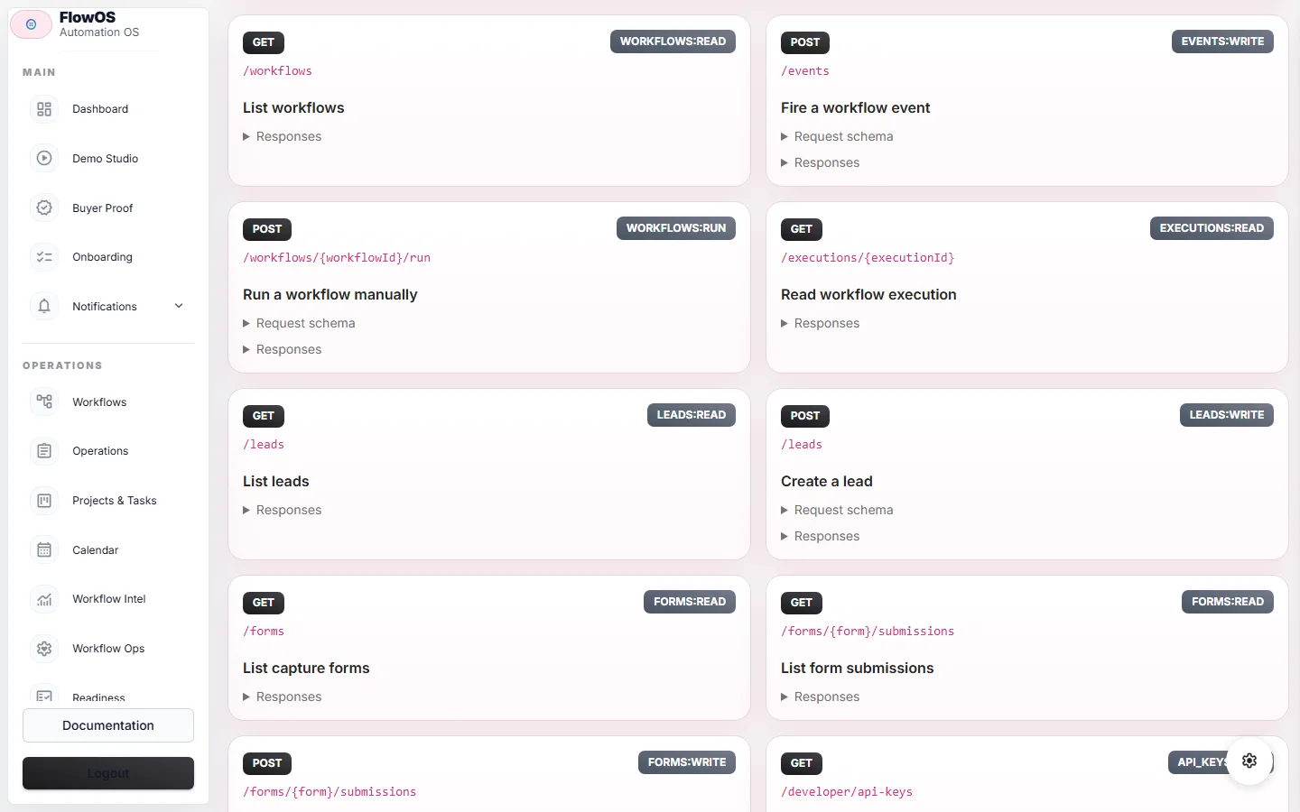 FlowOS interactive API documentation