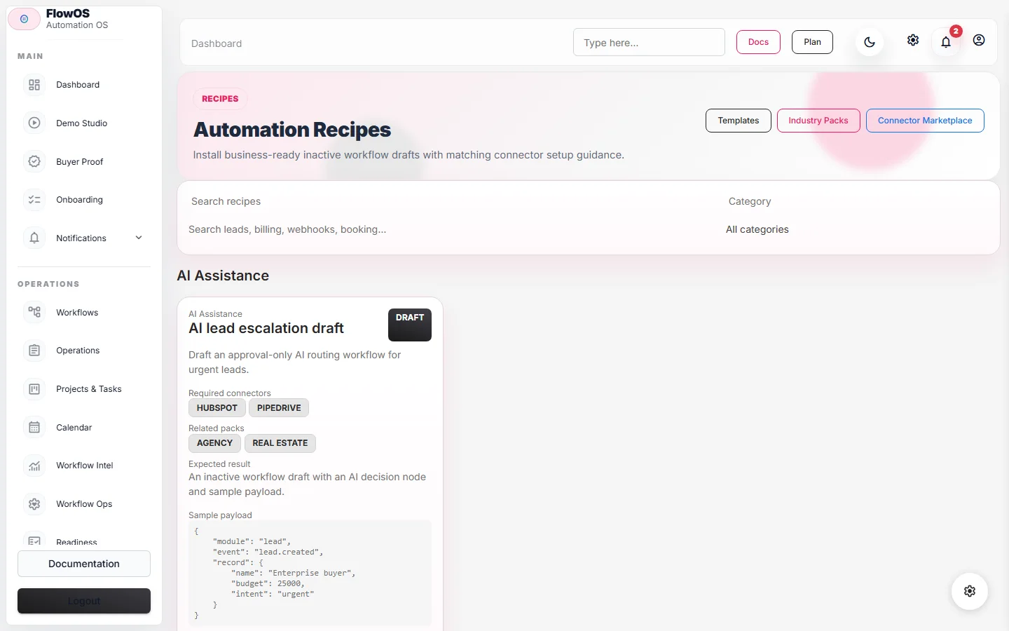 FlowOS automation recipes