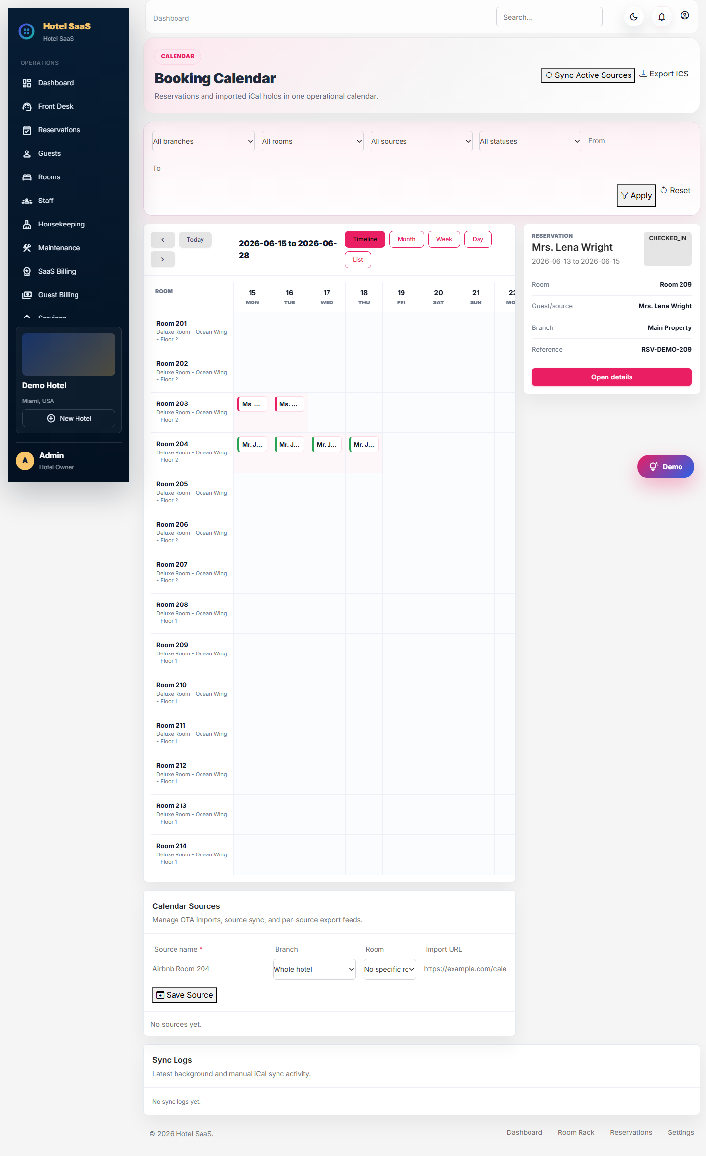 Booking calendar