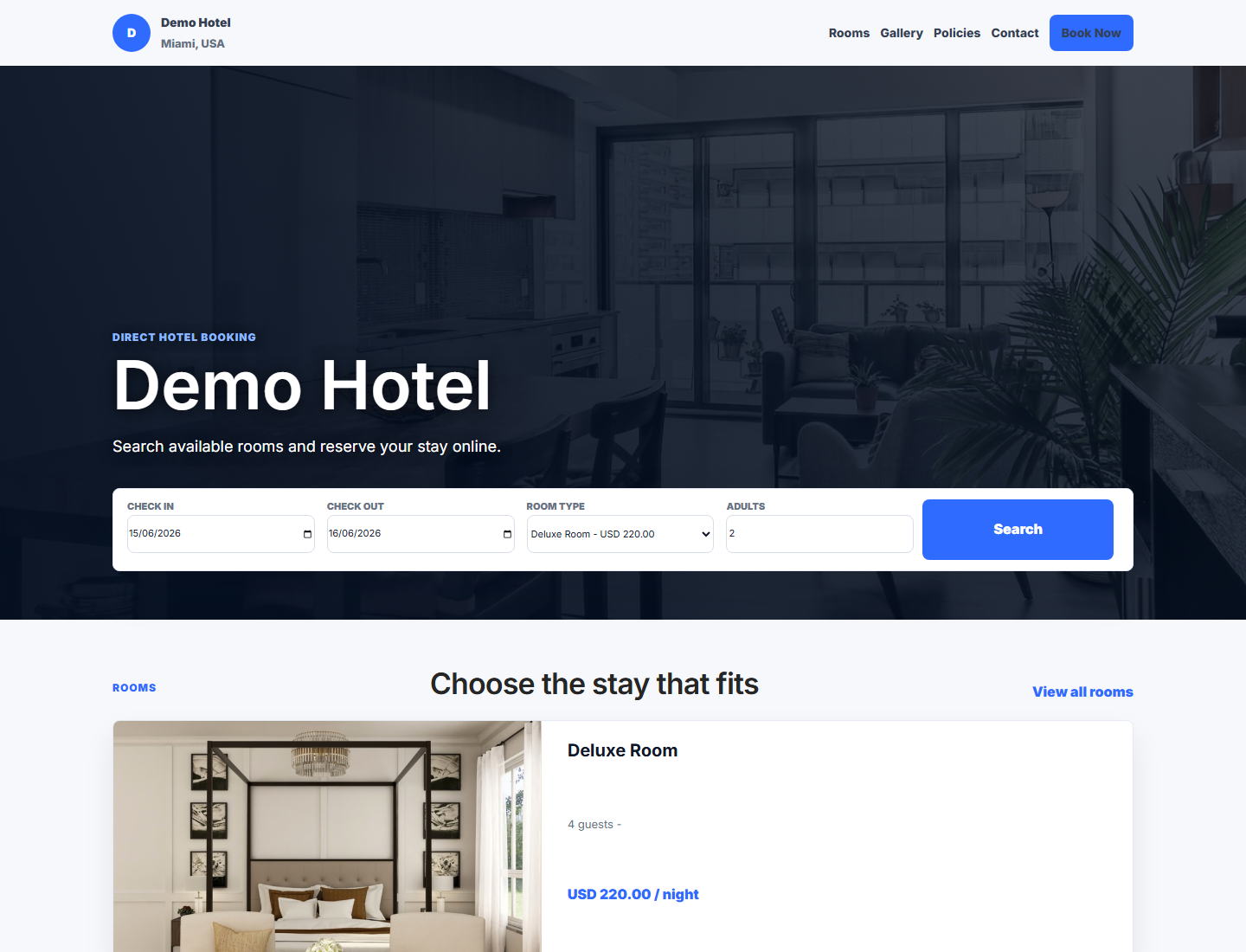 Public booking website