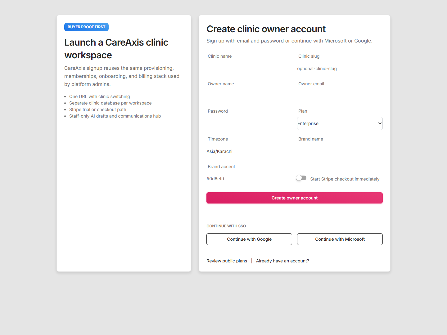 Public self-serve signup