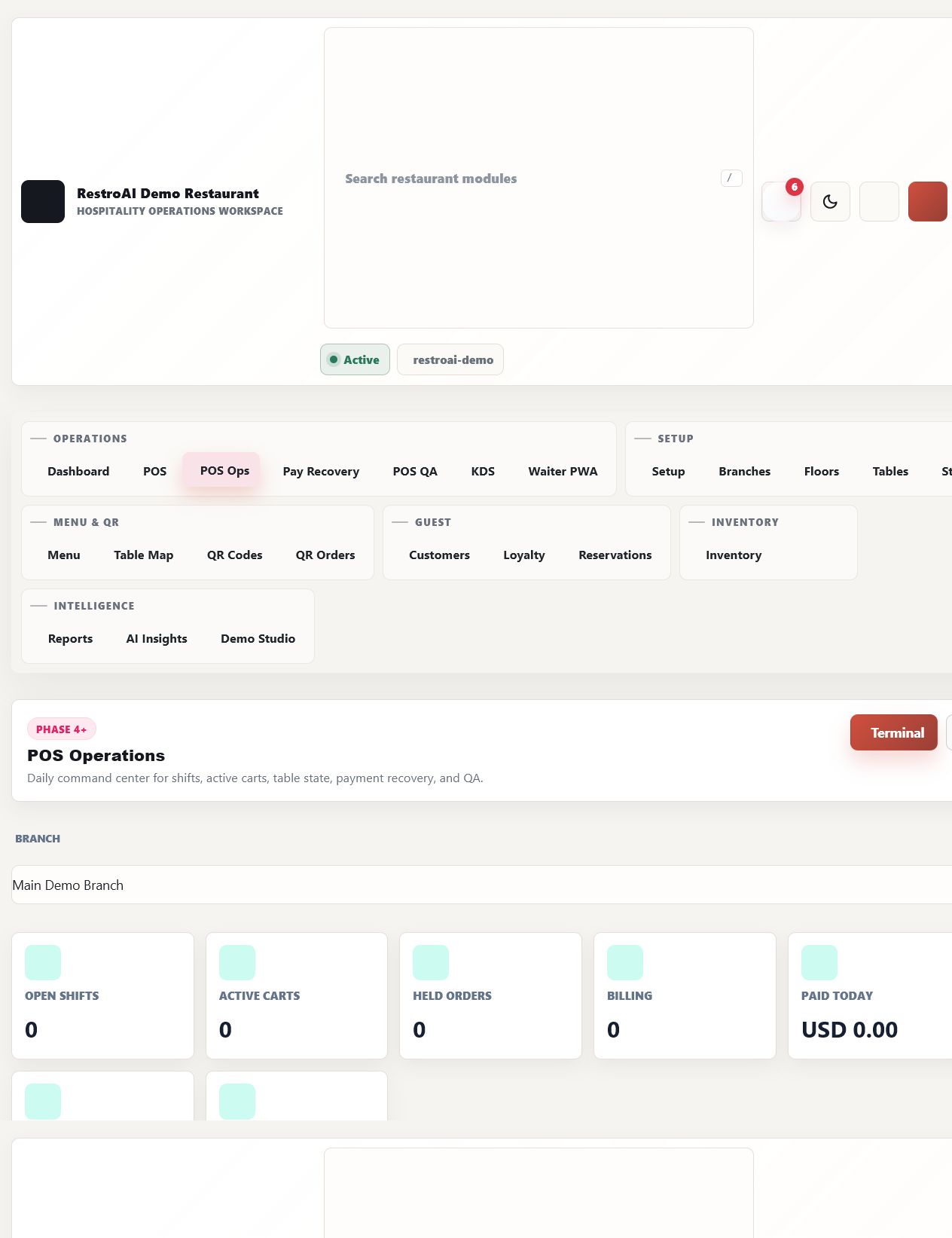 POS operations dashboard