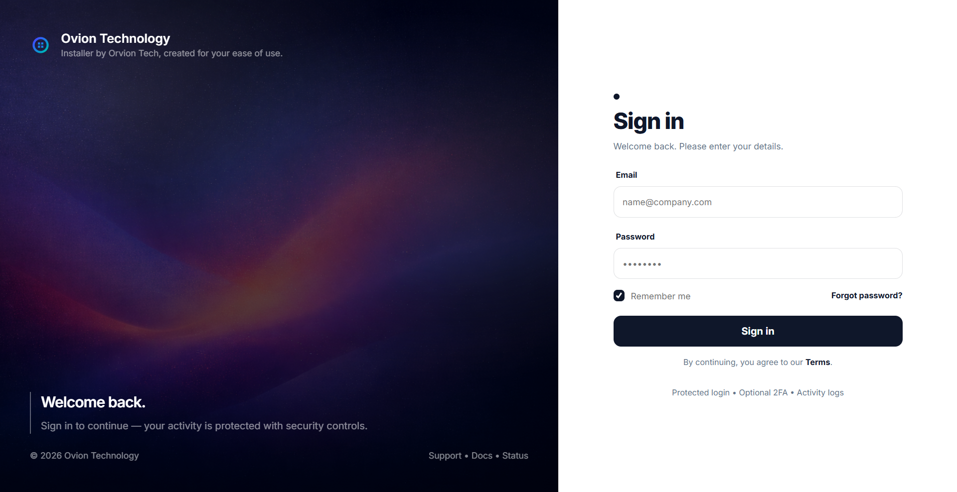 SupportHub staff login screen